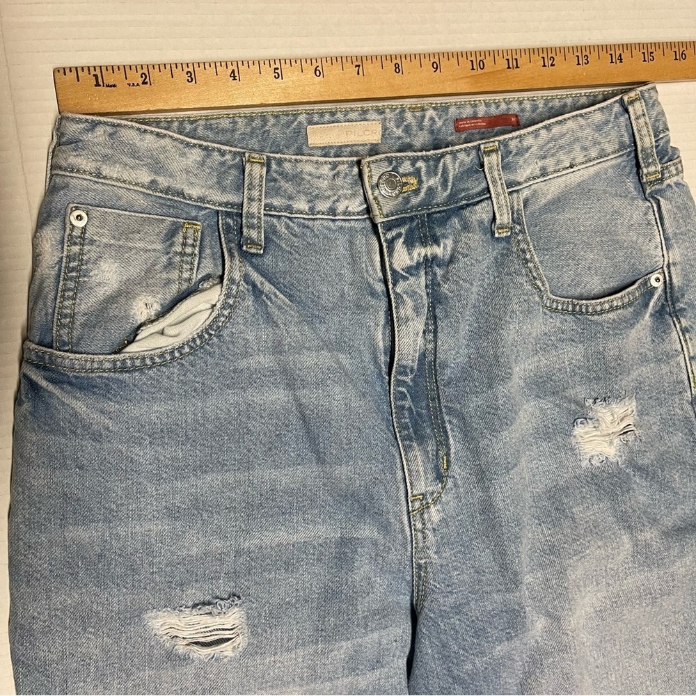 Pilcro Anthropologie Jeans Womens Size 30 Blue Wide Leg High Rise Distressed - Picture 9 of 10
